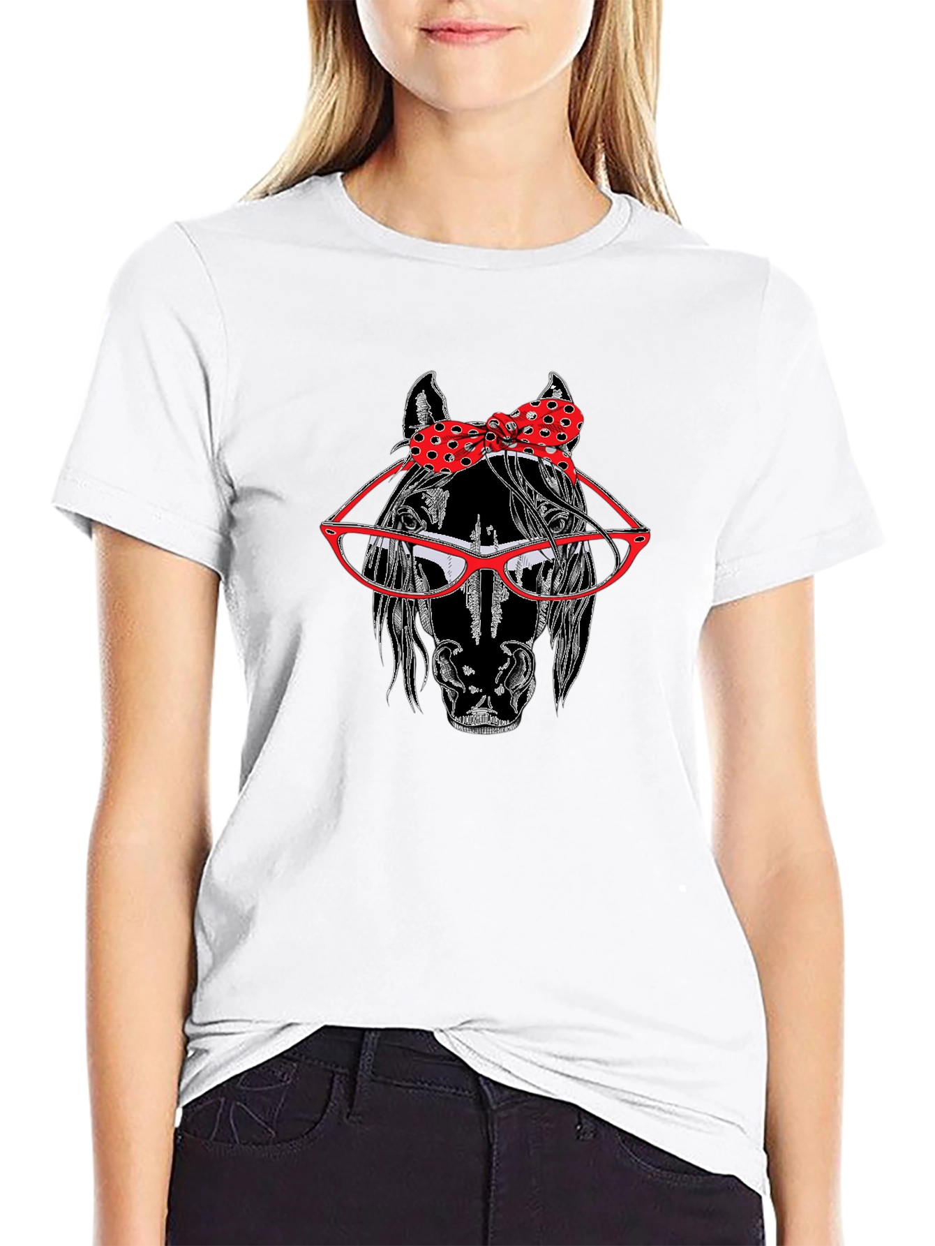Horse with Glasses and Bow Tie T-Shirt