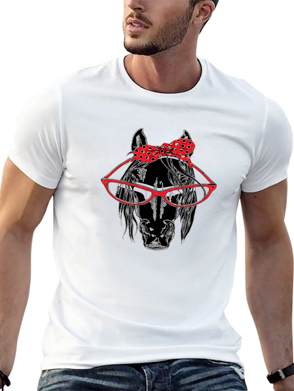 Horse with Glasses and Bow Tie T-Shirt
