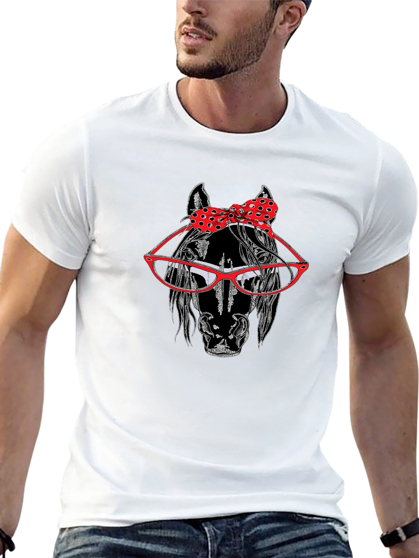 Horse with Glasses and Bow Tie T-Shirt