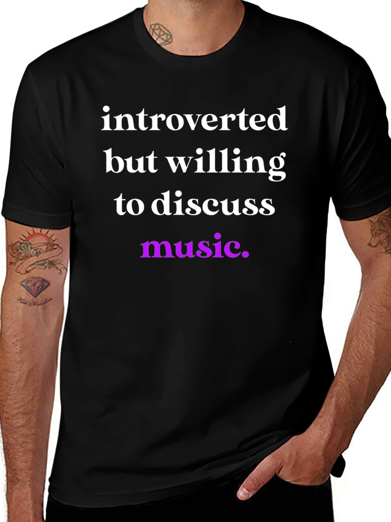 Introverted Music Lover Tee - Black Cotton
