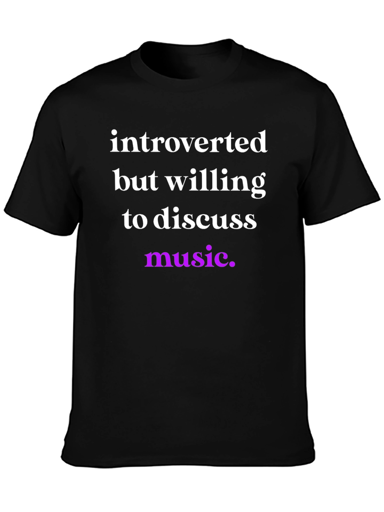 Introverted Music Lover Tee - Black Cotton