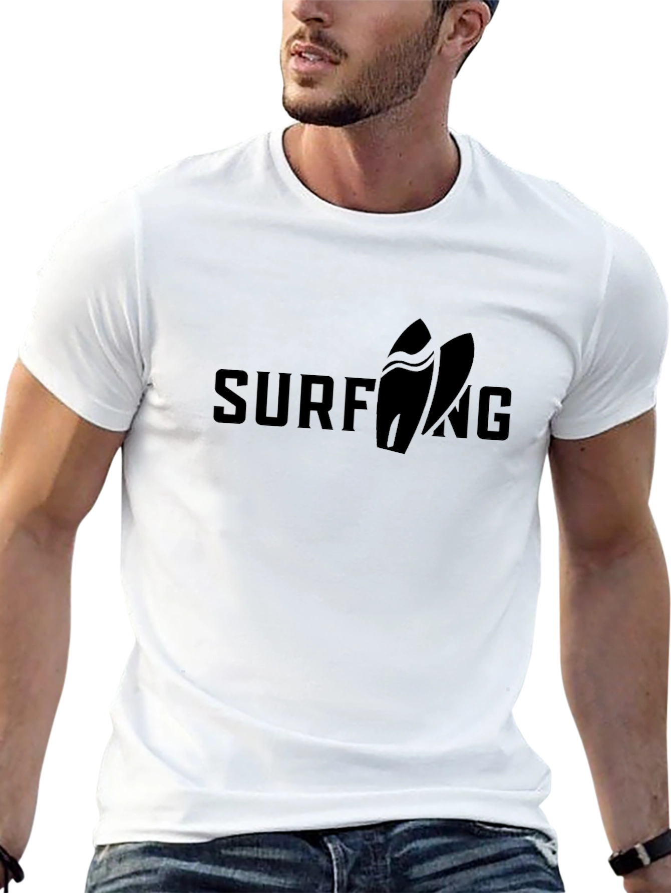 Black Surfing Graphic Tee | Surfboard Design