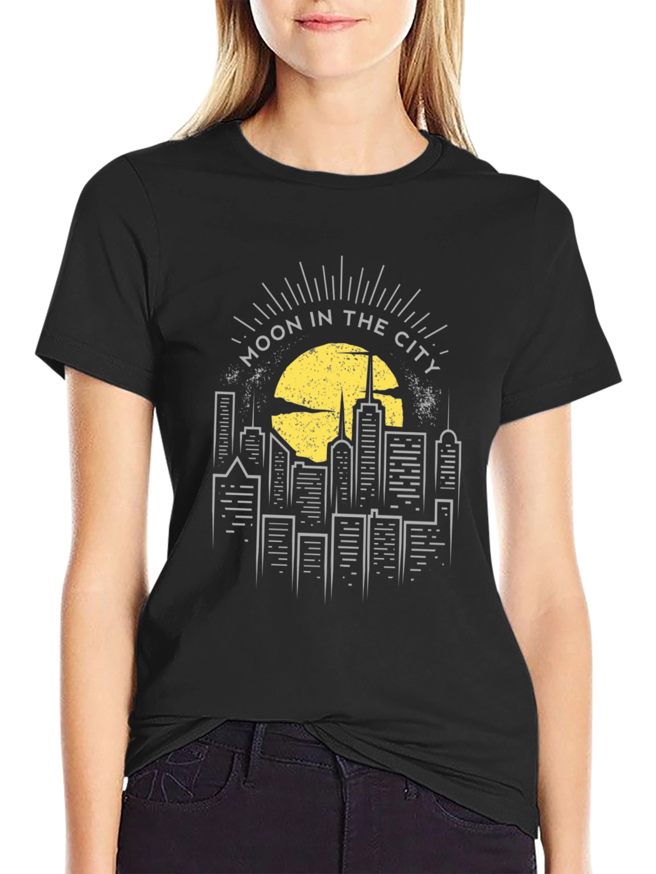 Moon in the City Graphic Tee - Black