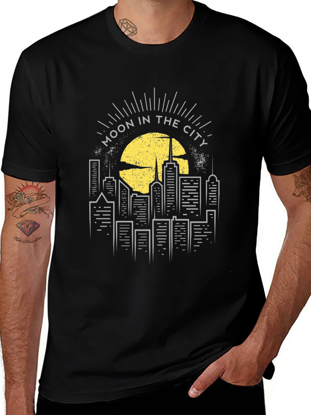 Moon in the City Graphic Tee - Black