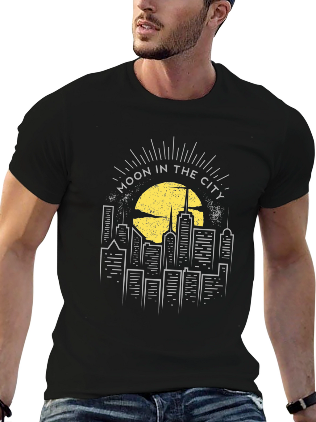 Moon in the City Graphic Tee - Black