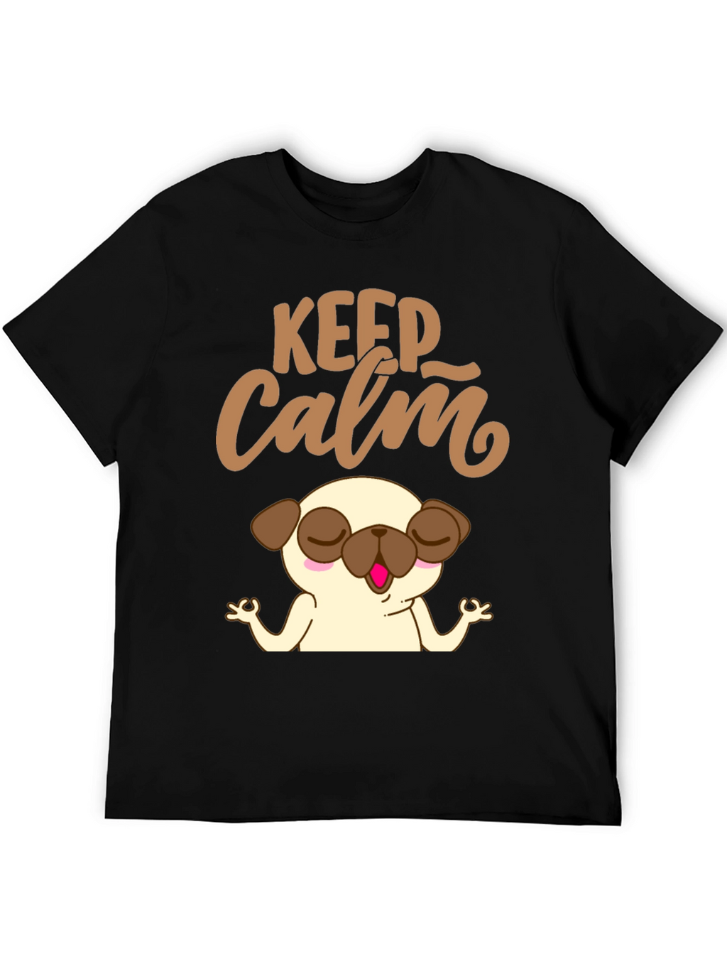 Keep Calm Pug Yoga T-Shirt - Relax & Meditate!
