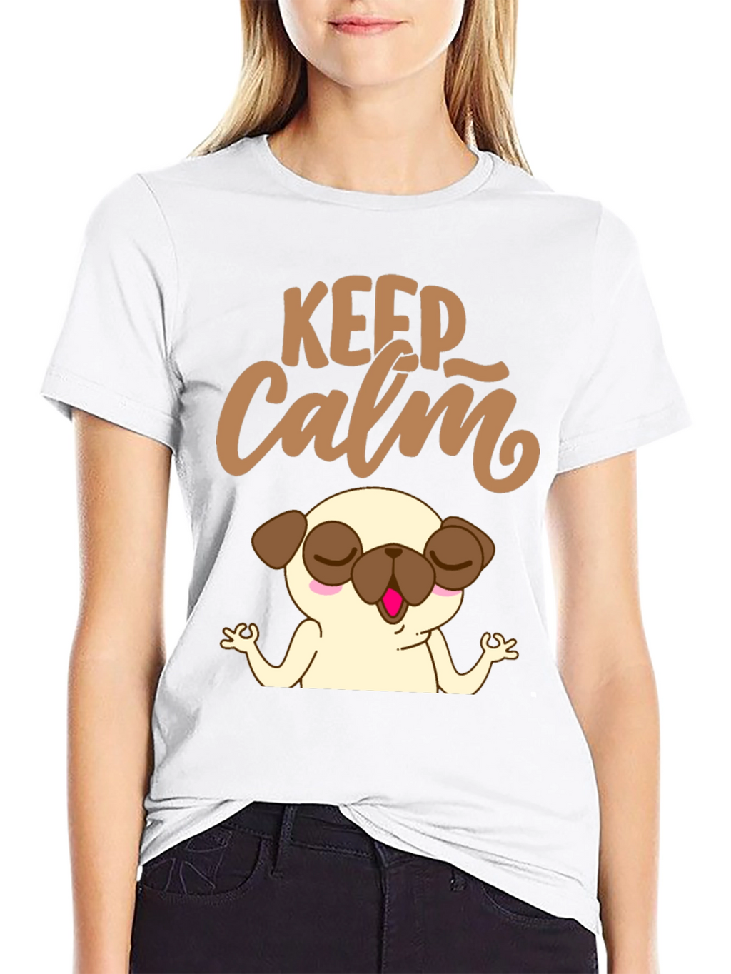 Keep Calm Pug Yoga T-Shirt - Relax & Meditate!