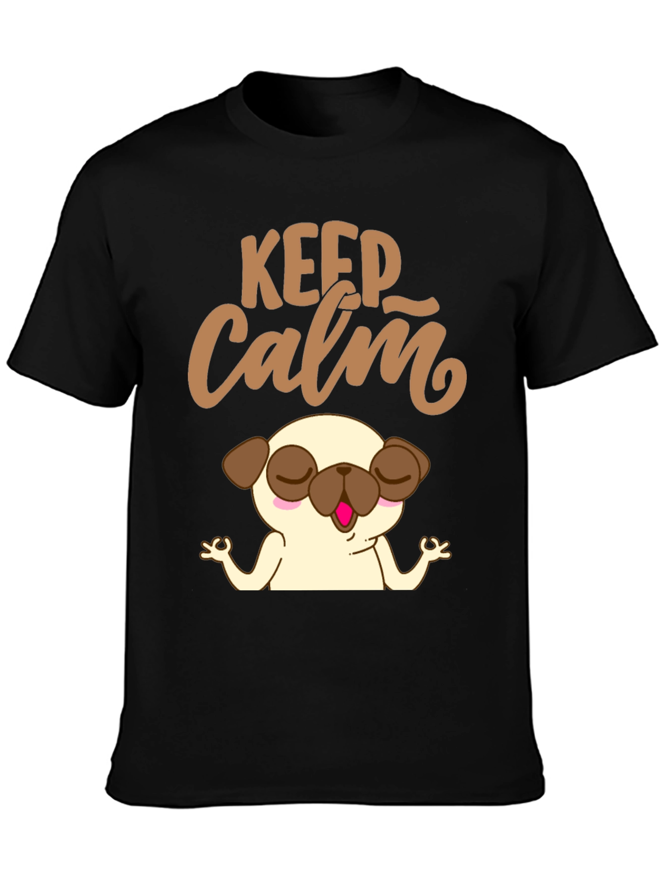 Keep Calm Pug Yoga T-Shirt - Relax & Meditate!
