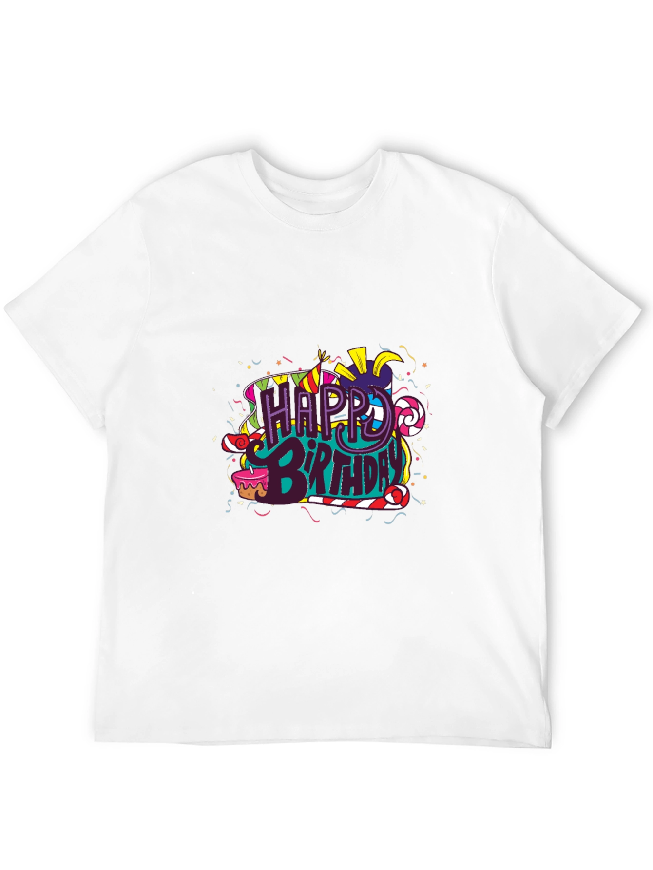 Happy Birthday Graphic Print Black T-Shirt