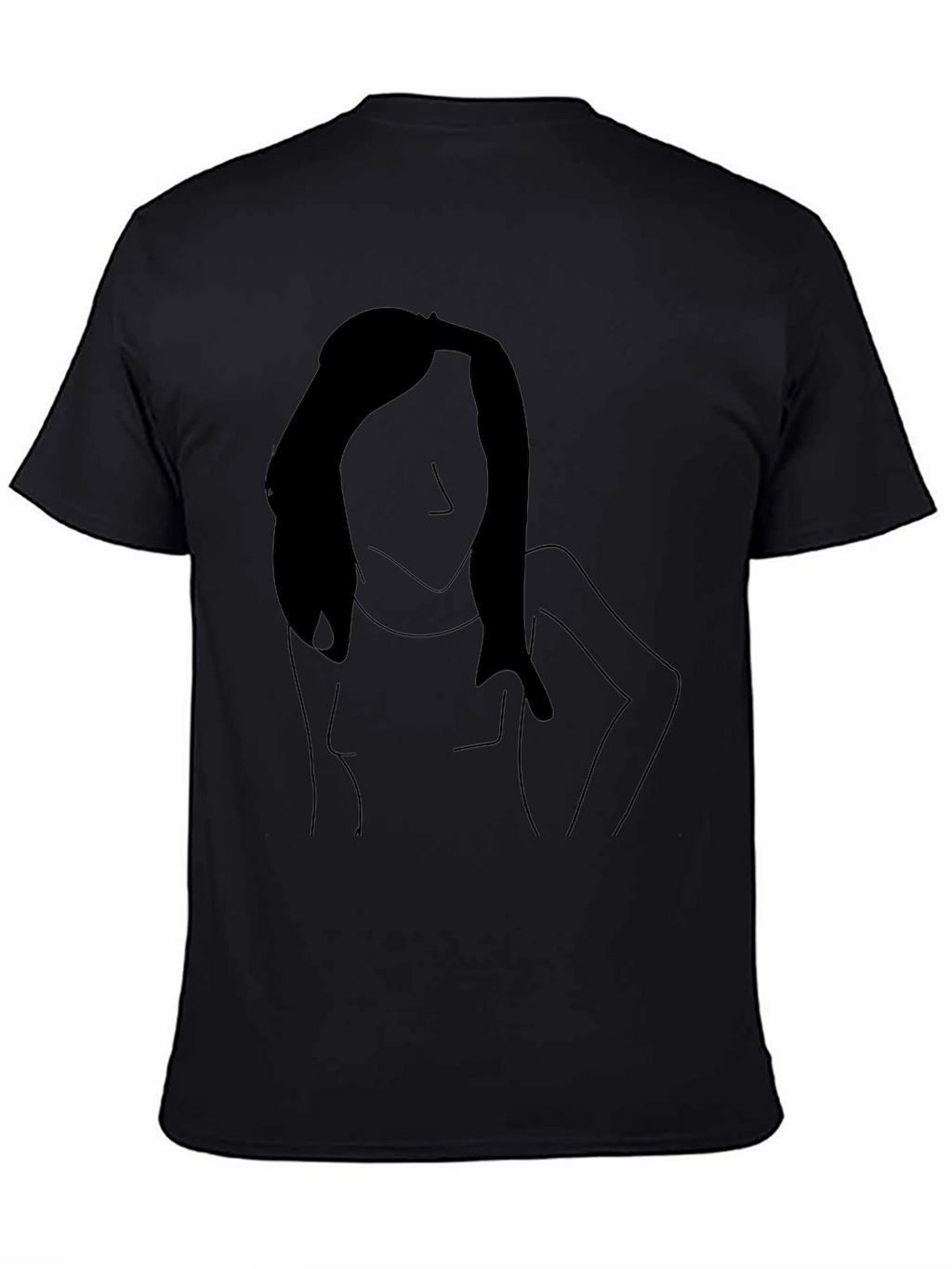 Minimalist Woman Line Art Black T-Shirt