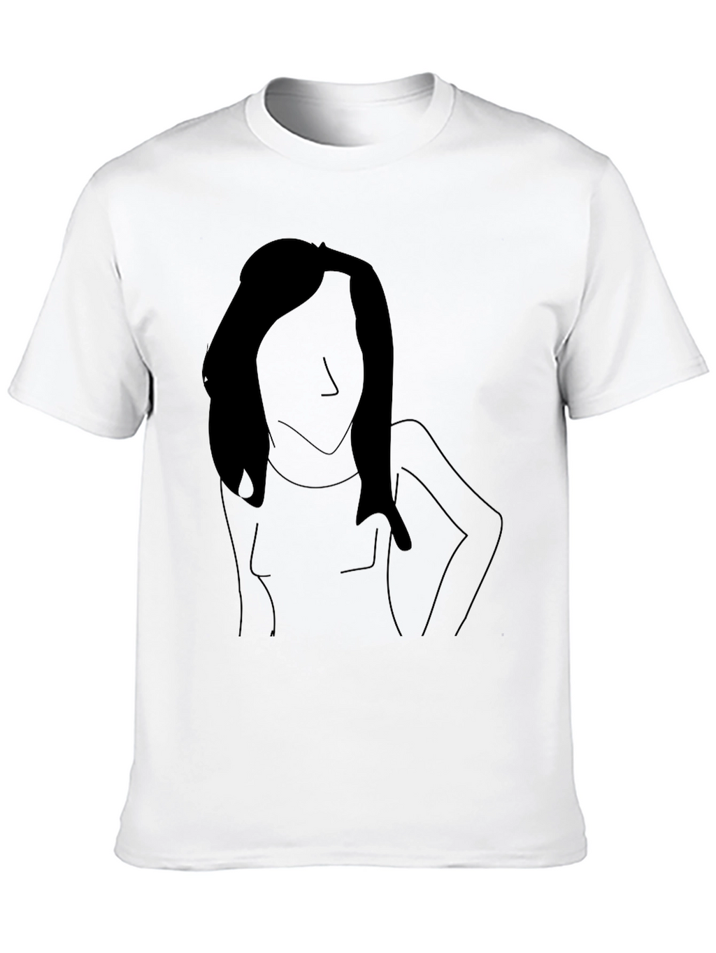 Minimalist Woman Line Art Black T-Shirt