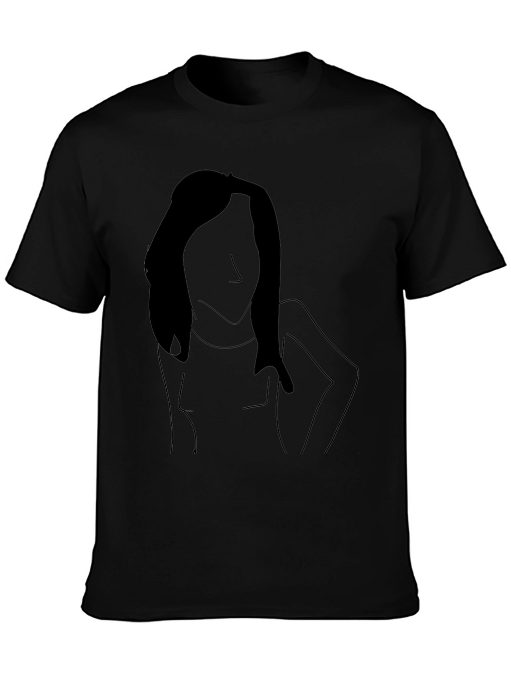 Minimalist Woman Line Art Black T-Shirt