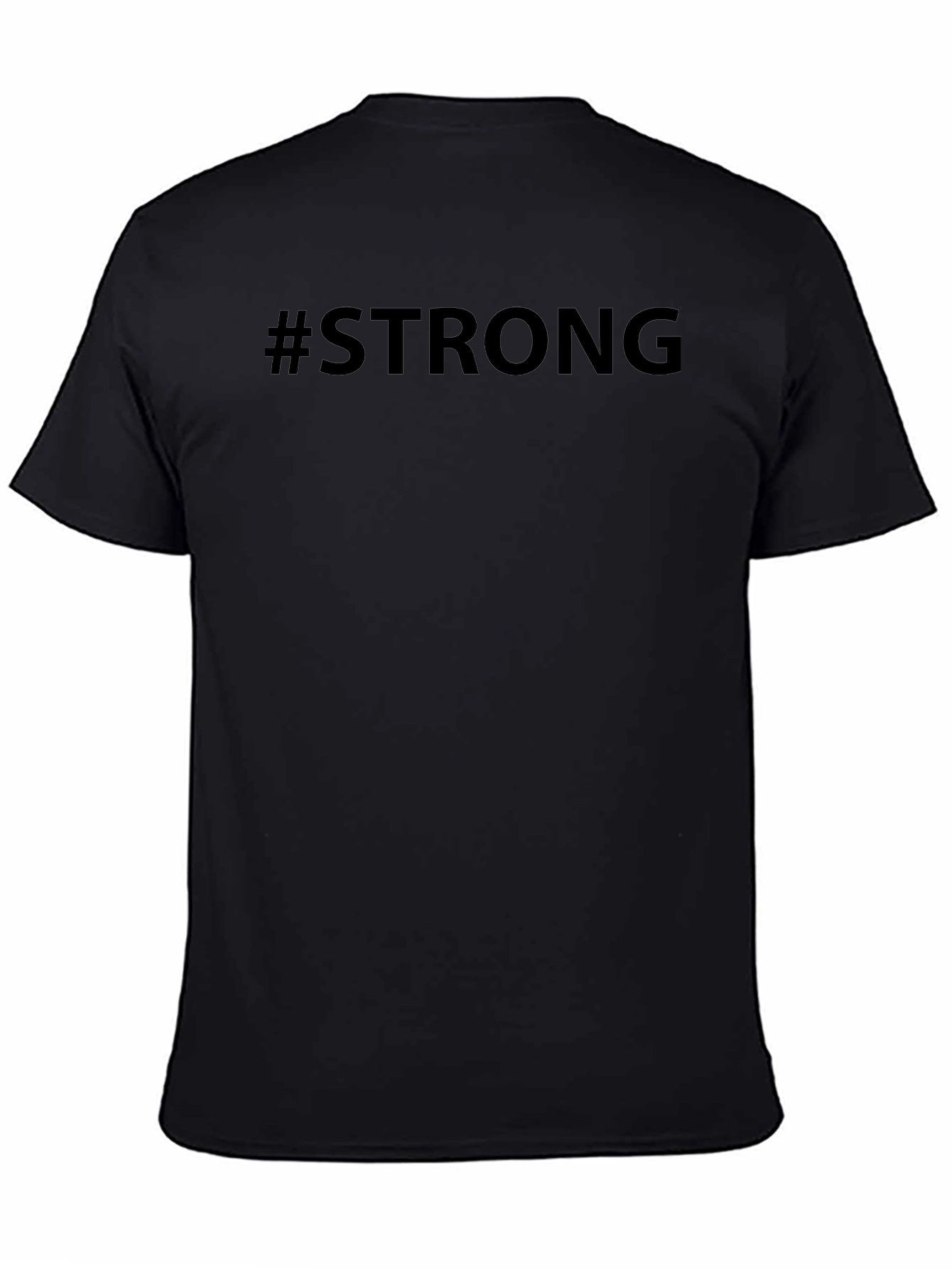 #Strong Black Graphic Tee - Mens Short Sleeve Crew Neck