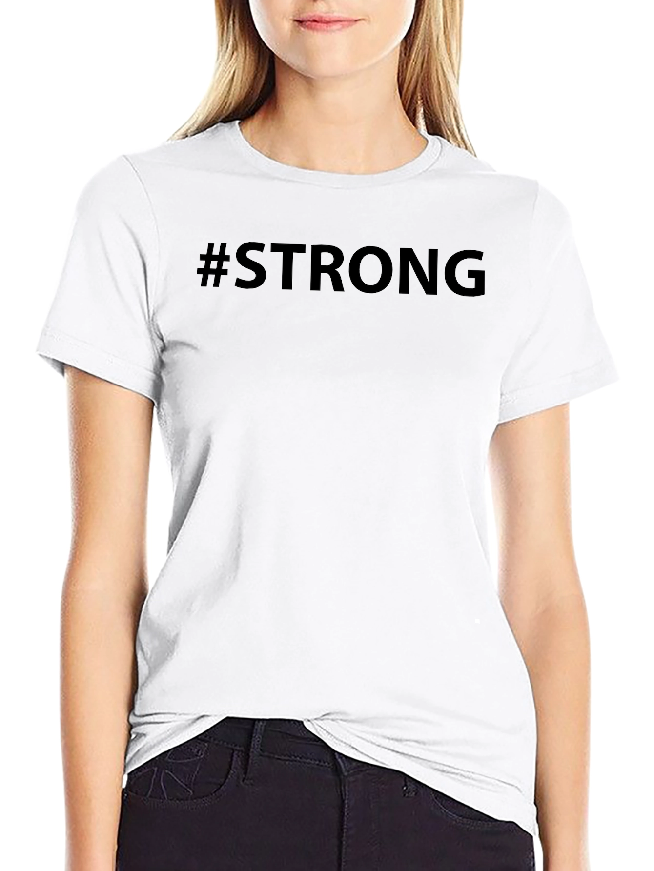#Strong Black Graphic Tee - Mens Short Sleeve Crew Neck