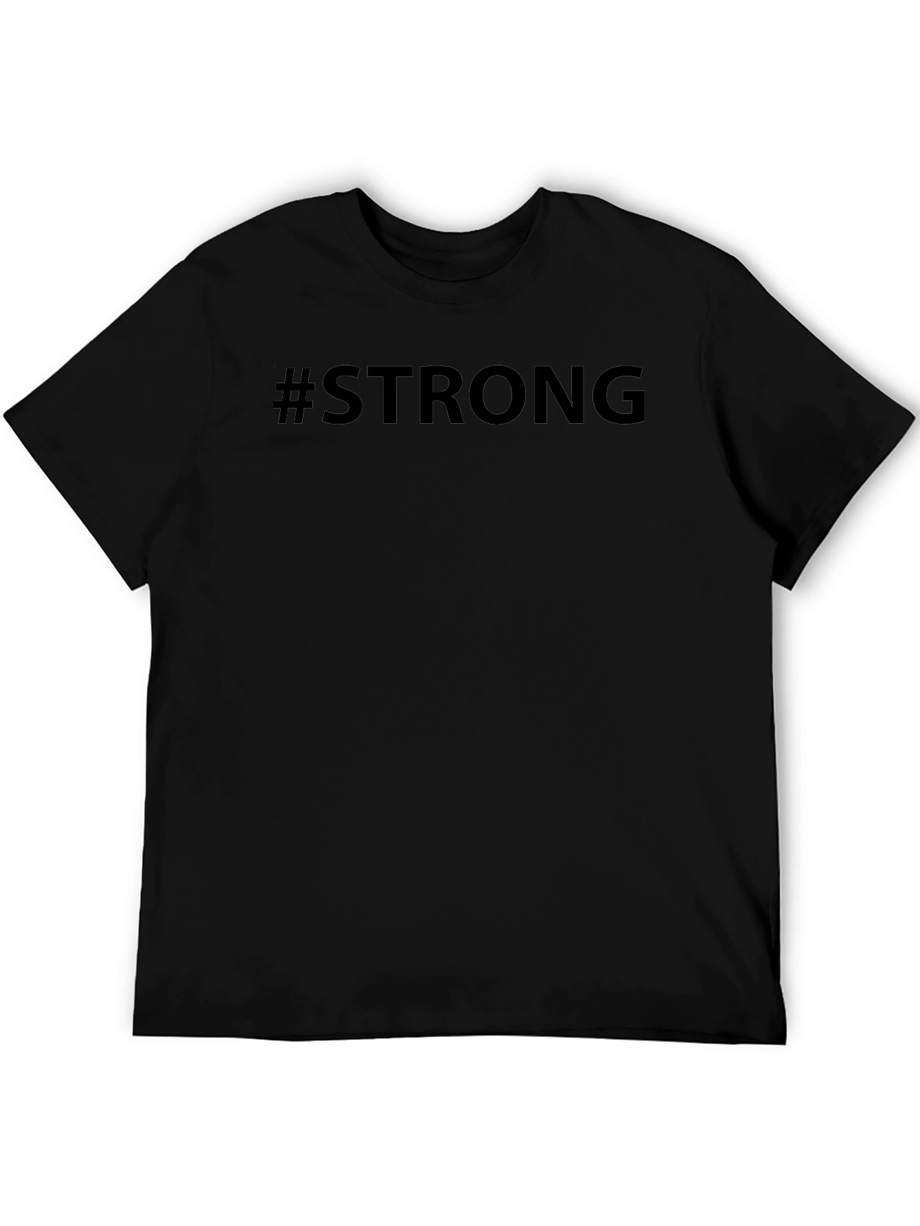 #Strong Black Graphic Tee - Mens Short Sleeve Crew Neck