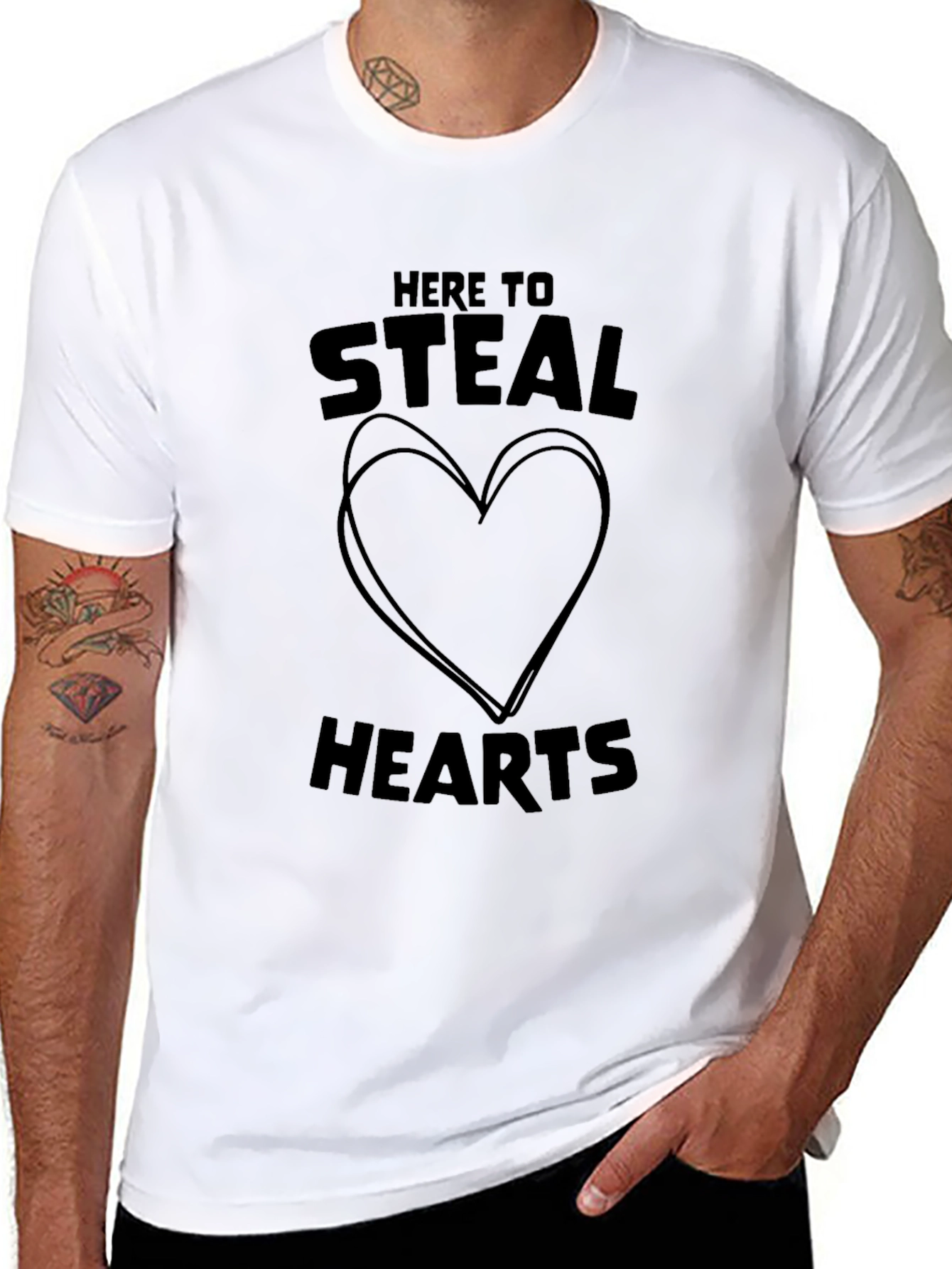 Here to Steal Hearts Graphic Tee - Black