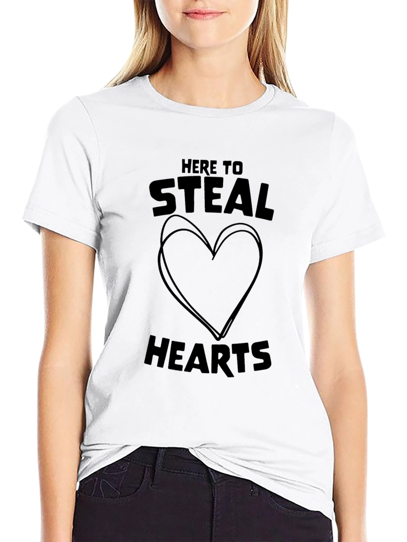 Here to Steal Hearts Graphic Tee - Black