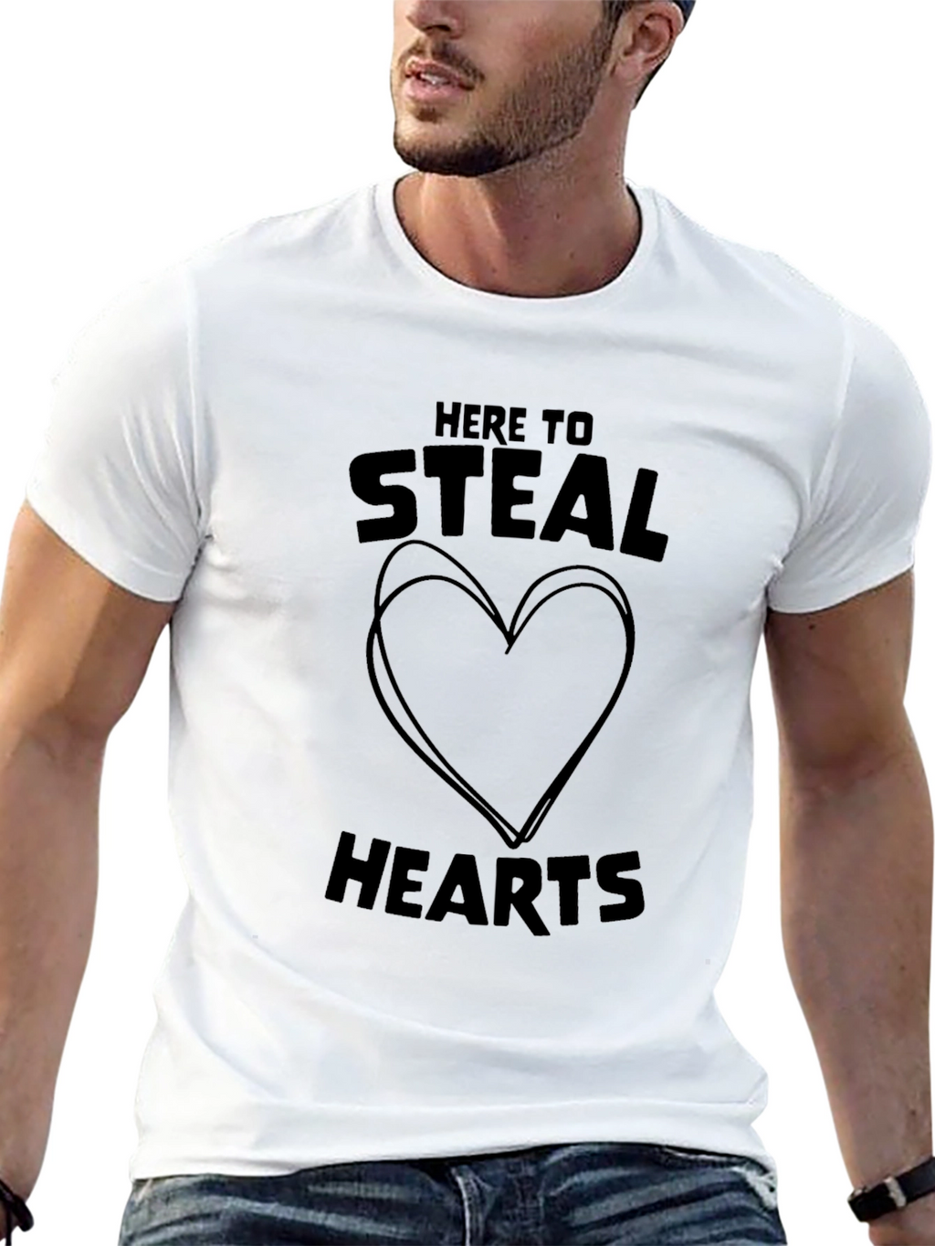 Here to Steal Hearts Graphic Tee - Black