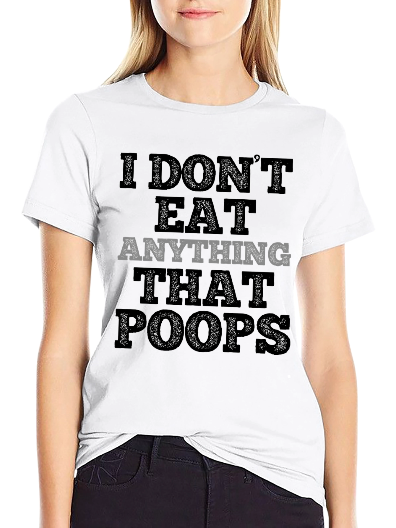 Vegan T-Shirt - I Dont Eat Anything That Poops - Black Tee