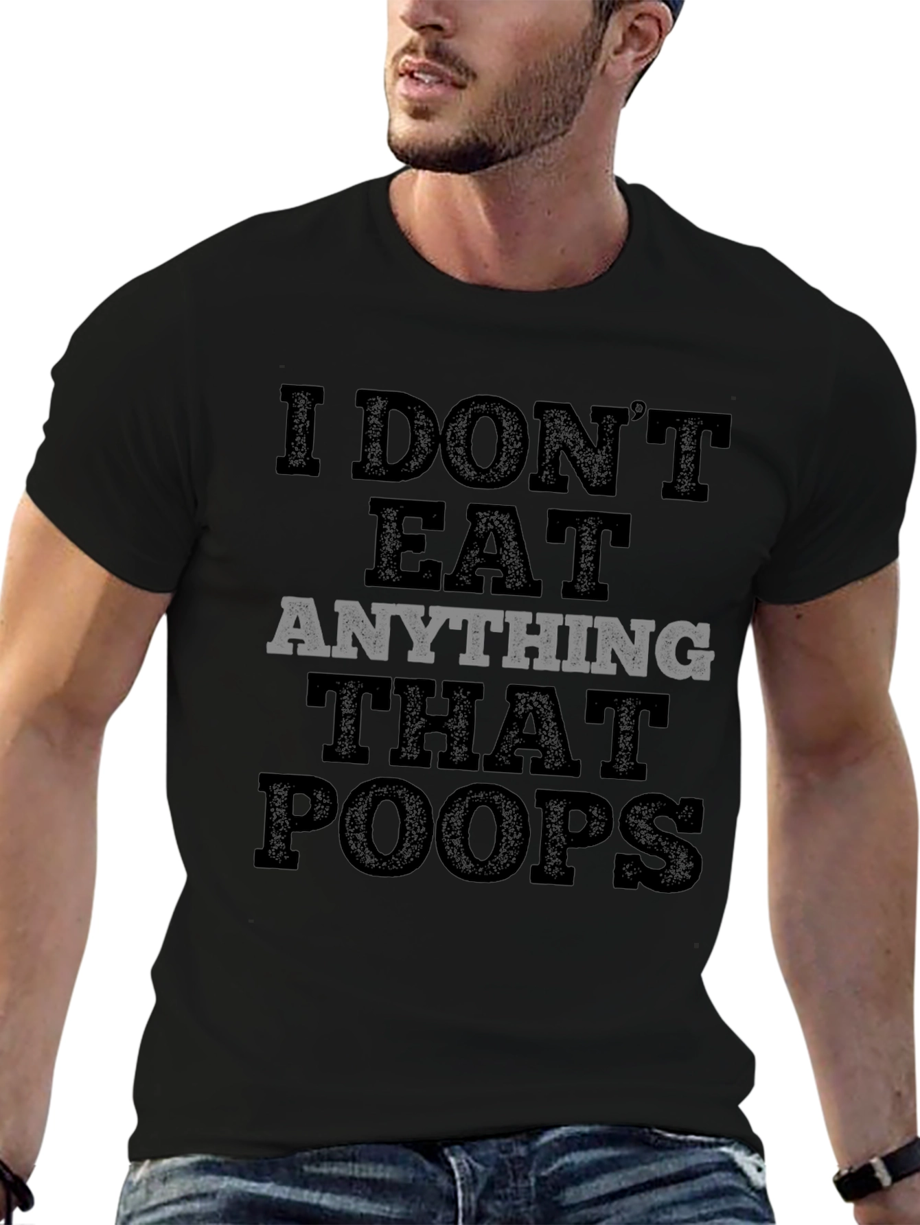 Vegan T-Shirt - I Dont Eat Anything That Poops - Black Tee