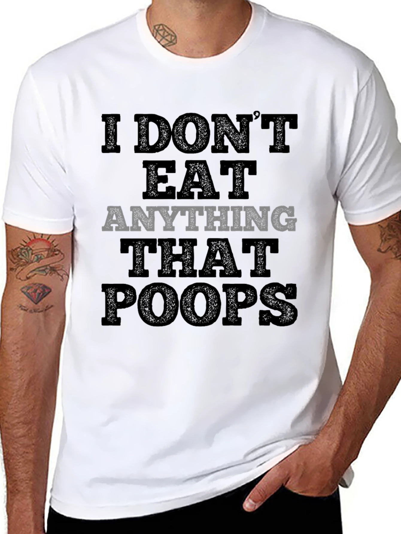 Vegan T-Shirt - I Dont Eat Anything That Poops - Black Tee