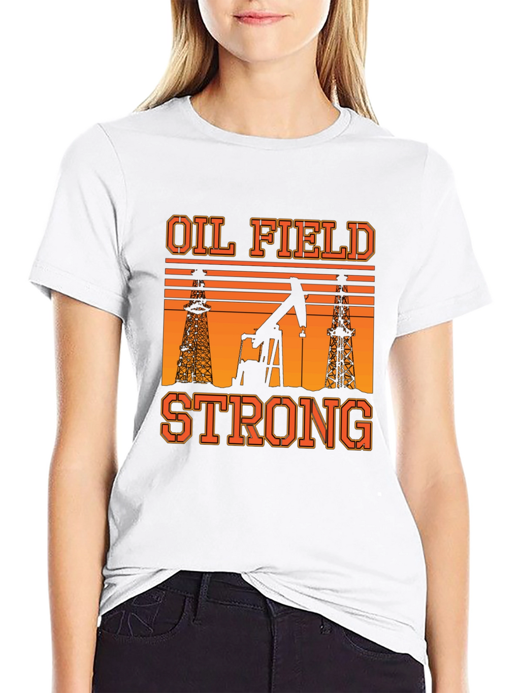 Oil Field Strong T-Shirt: Black Graphic Tee