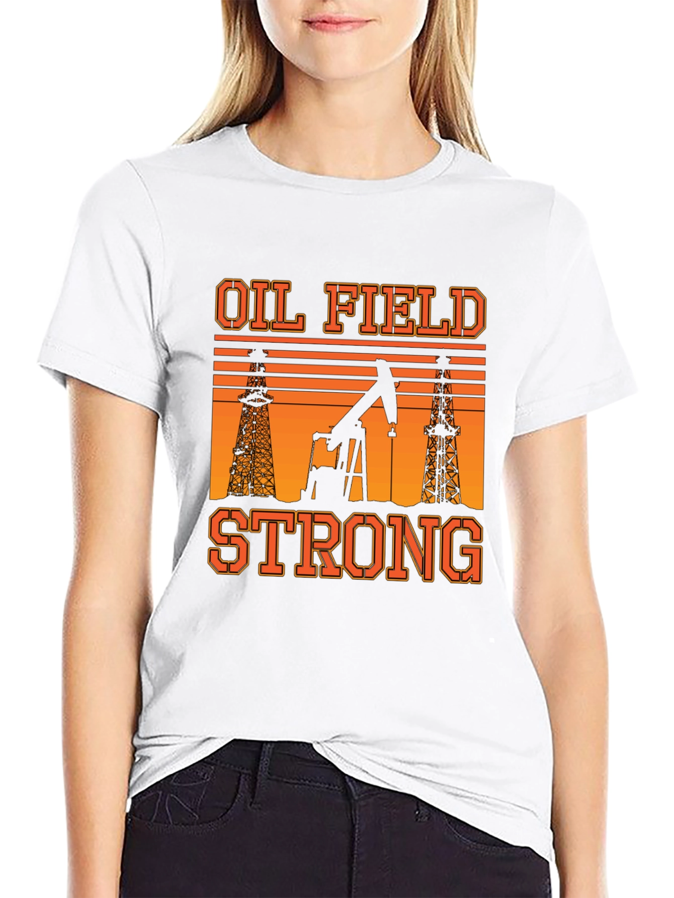 Oil Field Strong T-Shirt: Black Graphic Tee