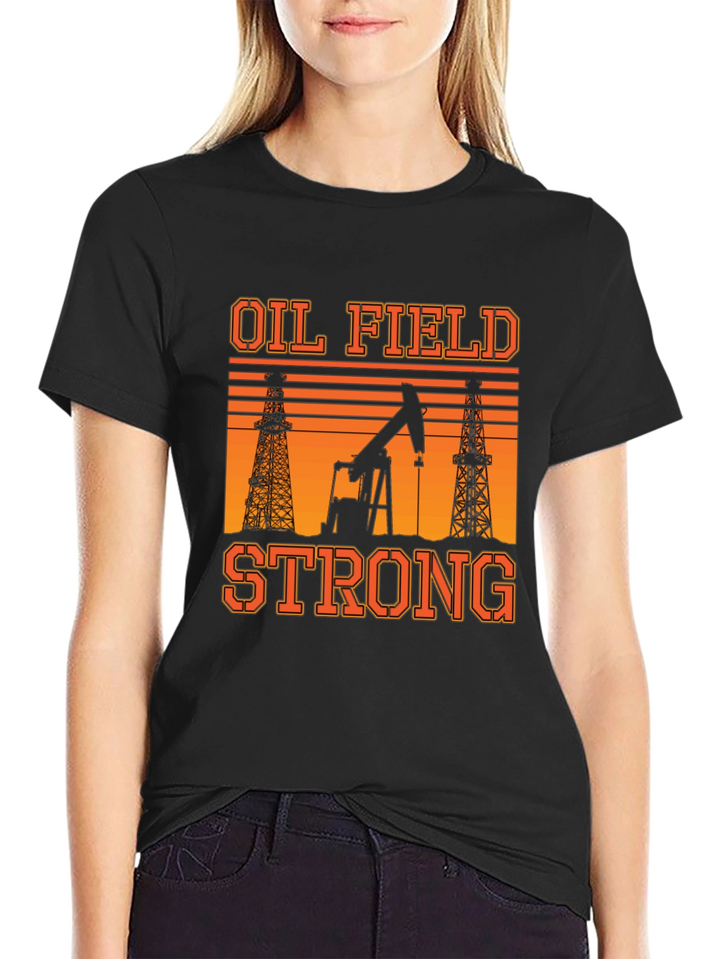Oil Field Strong T-Shirt: Black Graphic Tee