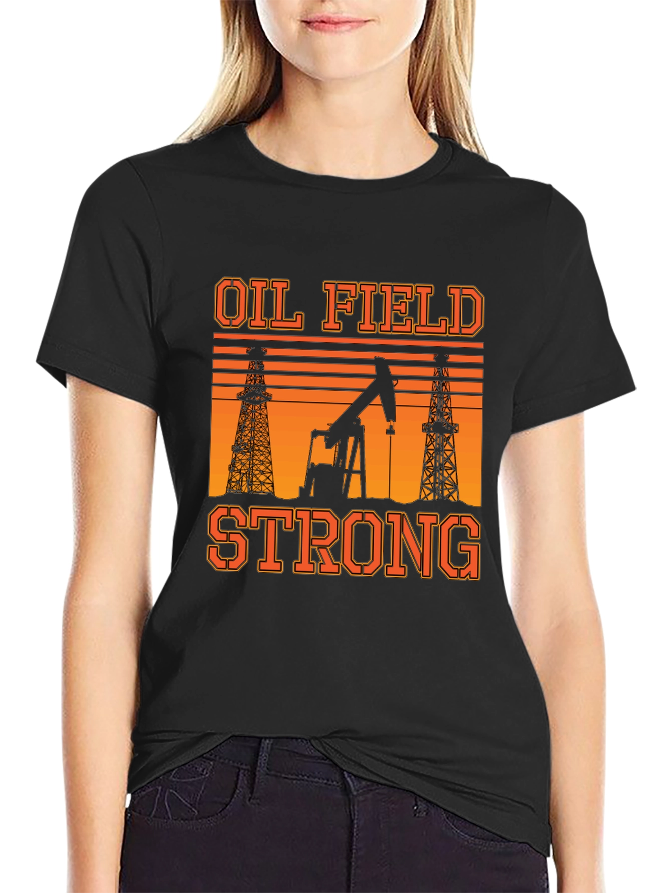 Oil Field Strong T-Shirt: Black Graphic Tee