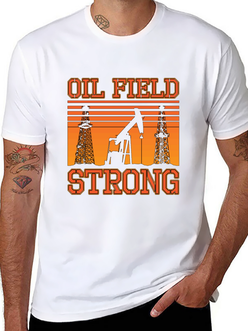 Oil Field Strong T-Shirt: Black Graphic Tee