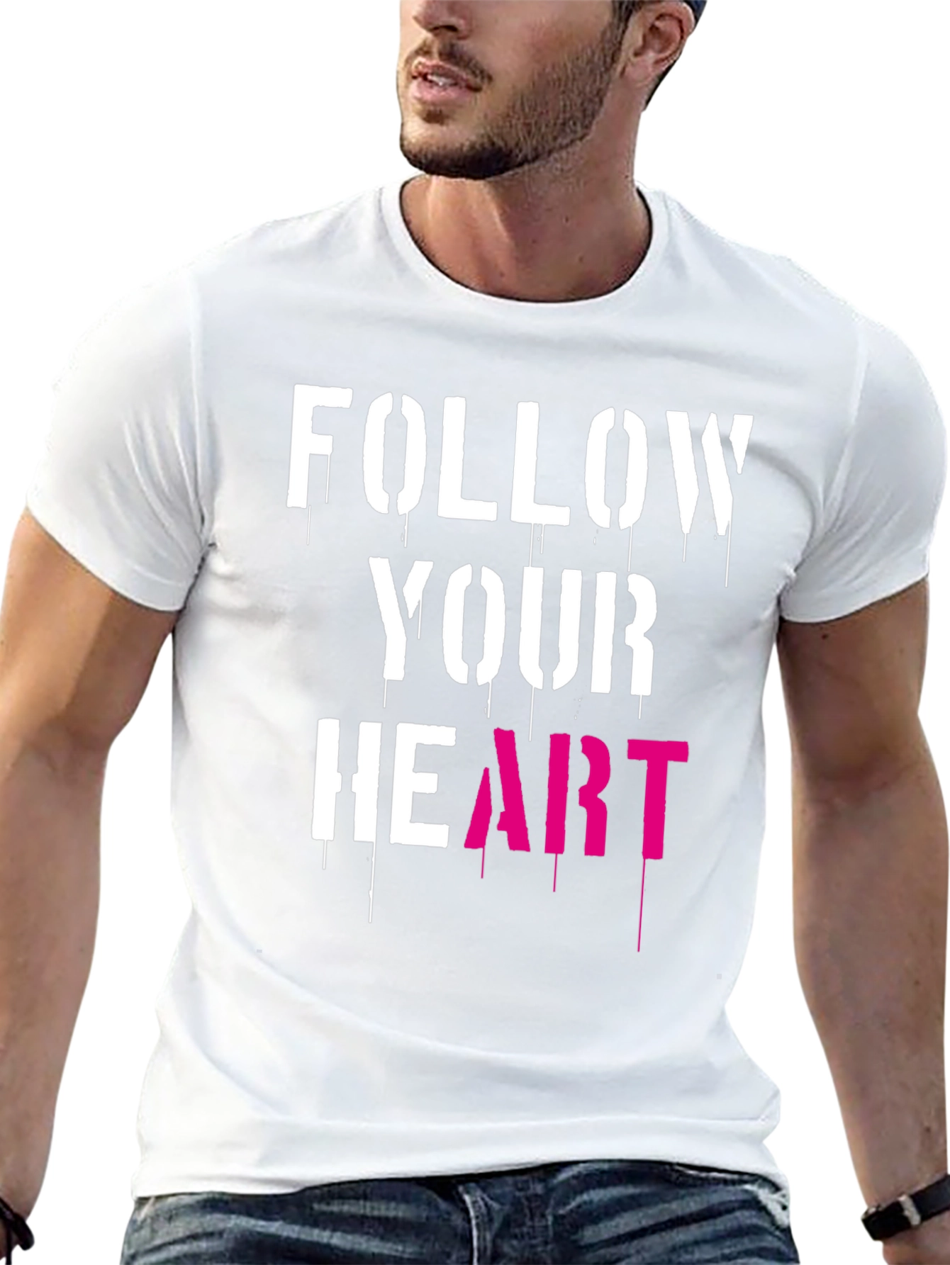 Follow Your Heart Graphic Tee - Stylish Mens Black T-Shirt