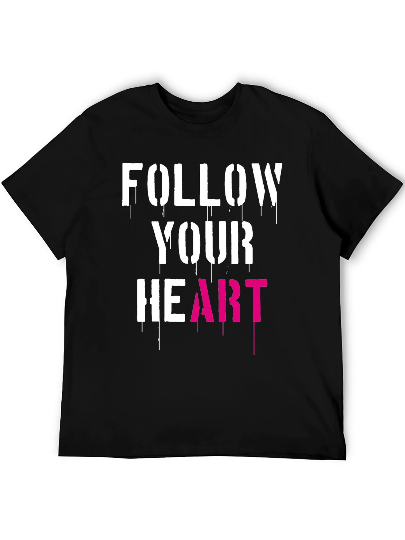 Follow Your Heart Graphic Tee - Stylish Mens Black T-Shirt