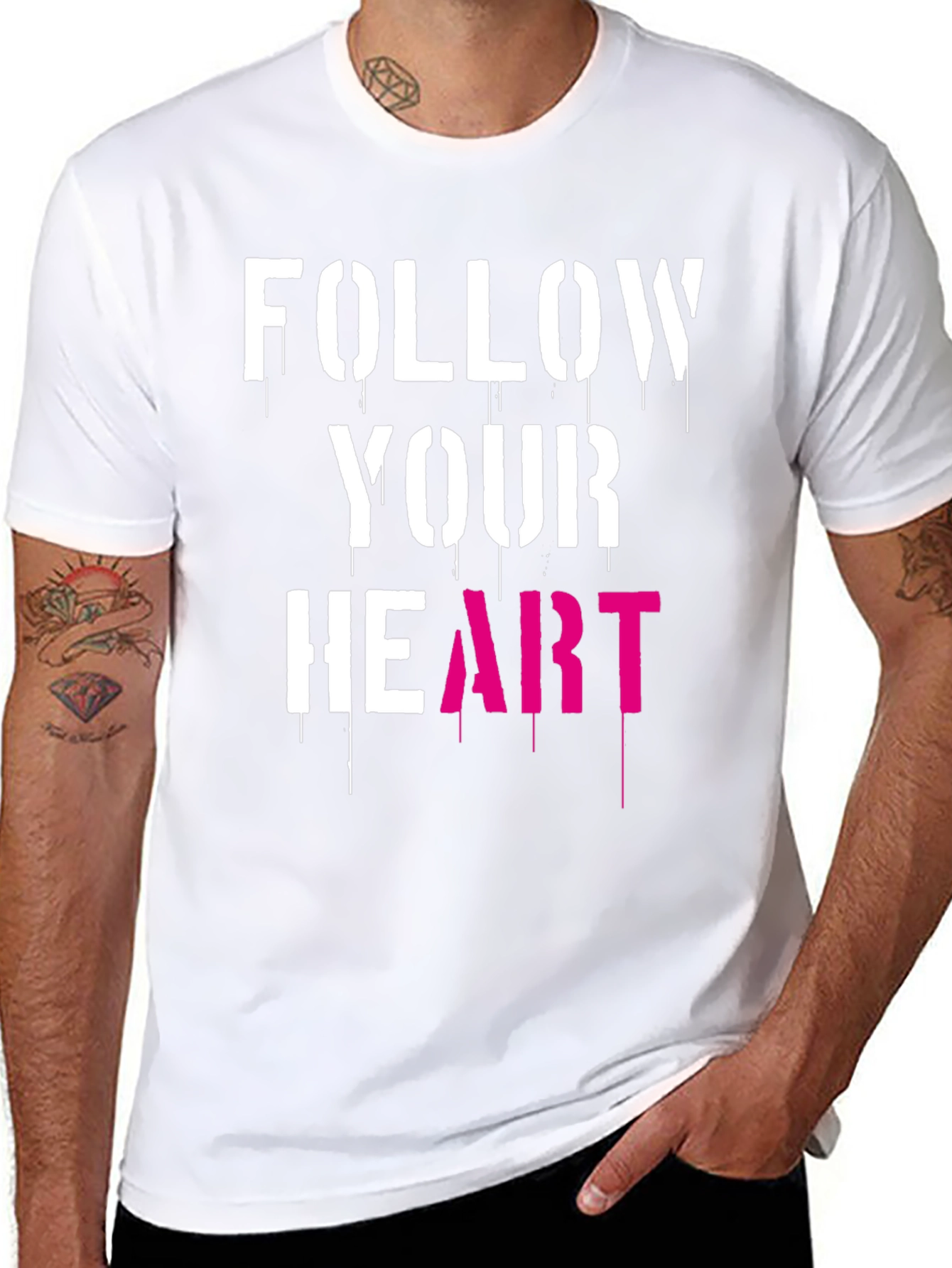Follow Your Heart Graphic Tee - Stylish Mens Black T-Shirt