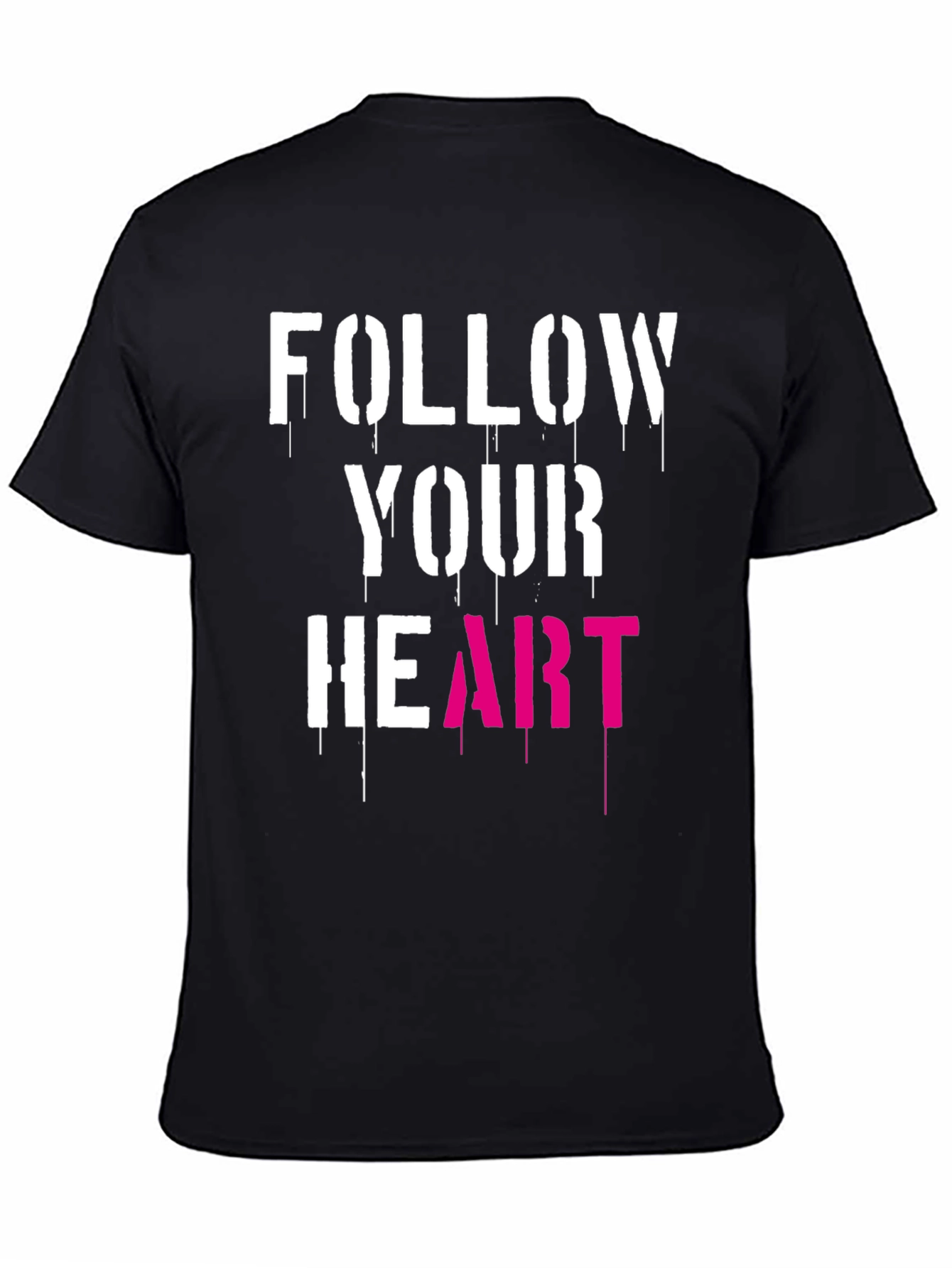 Follow Your Heart Graphic Tee - Stylish Mens Black T-Shirt