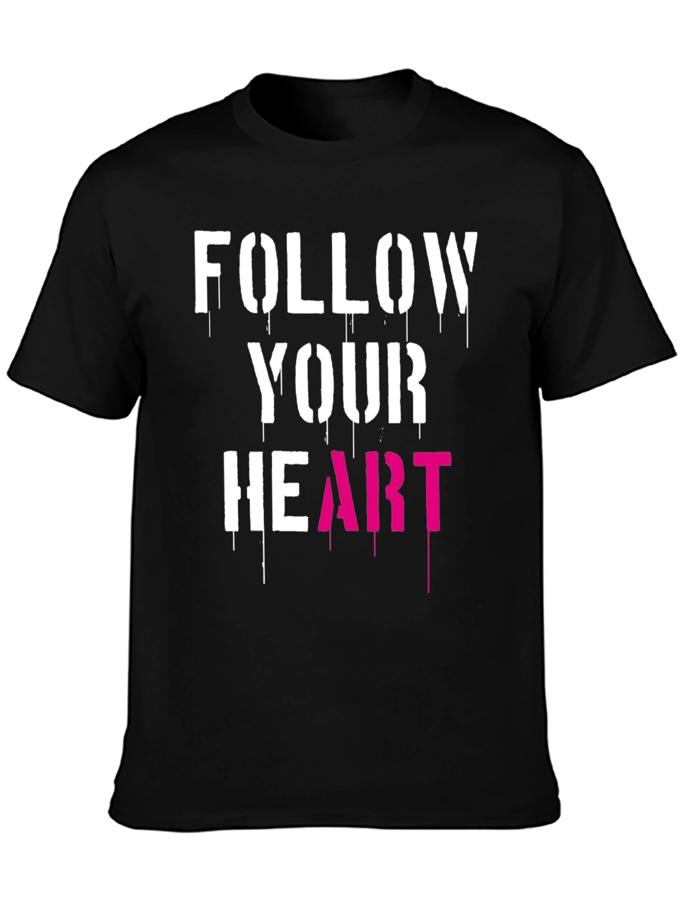 Follow Your Heart Graphic Tee - Stylish Mens Black T-Shirt