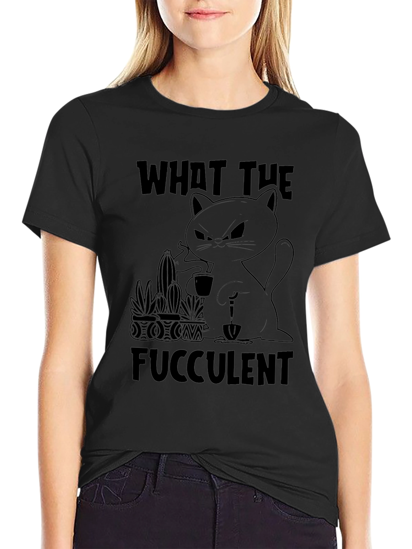 What the Fucculent Black Graphic Tee