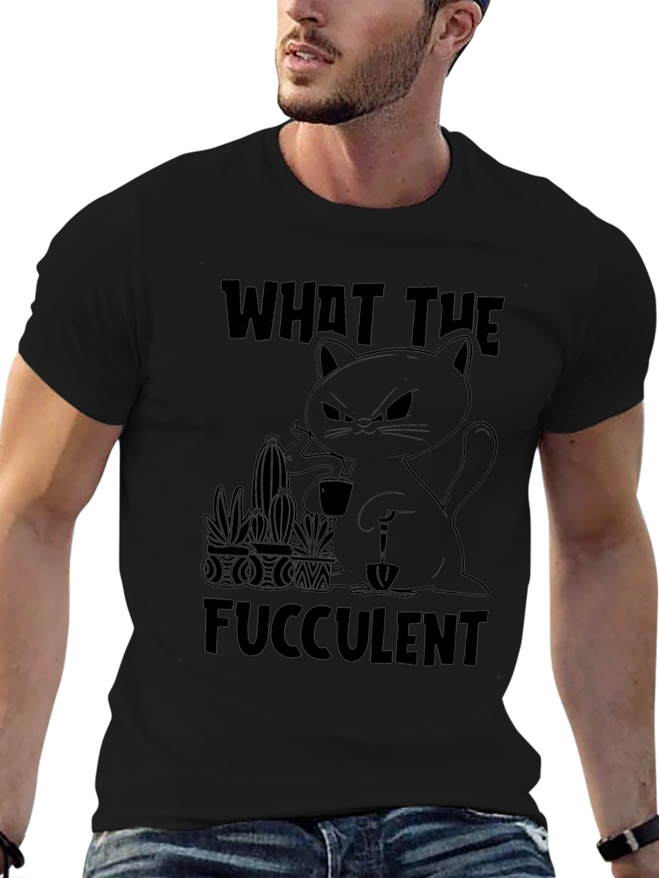What the Fucculent Black Graphic Tee