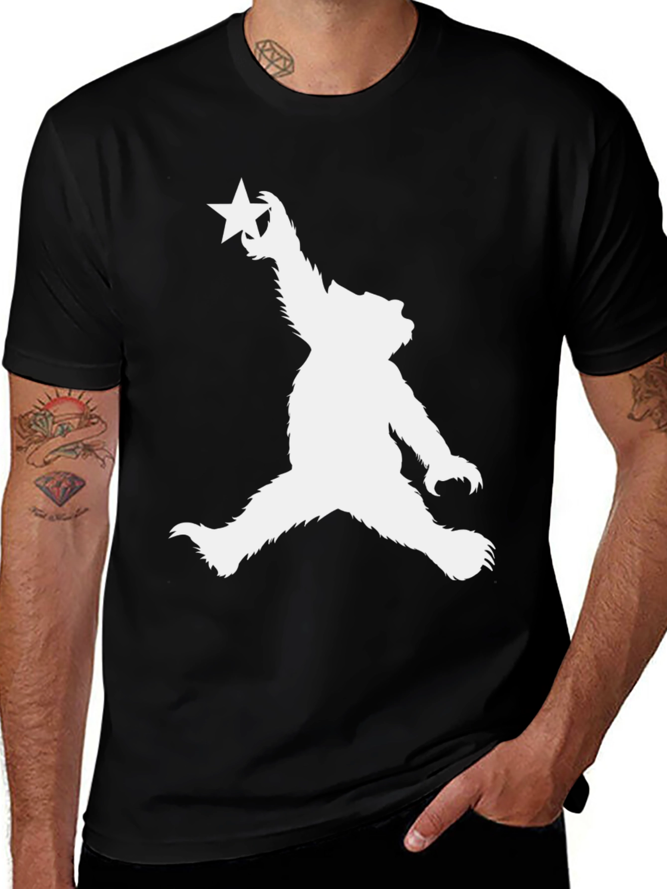 Bear with Star Black T-Shirt - California Style