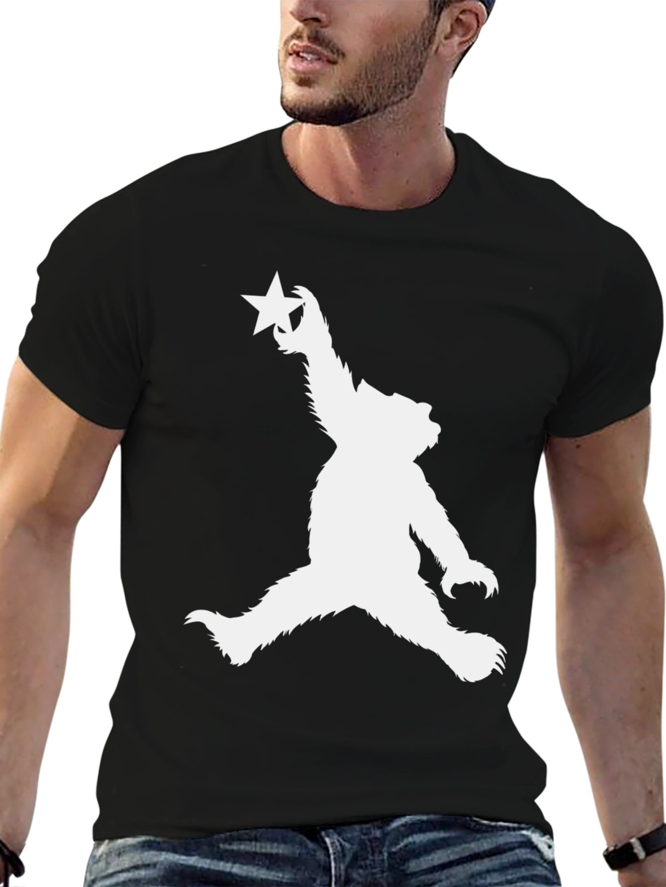 Bear with Star Black T-Shirt - California Style