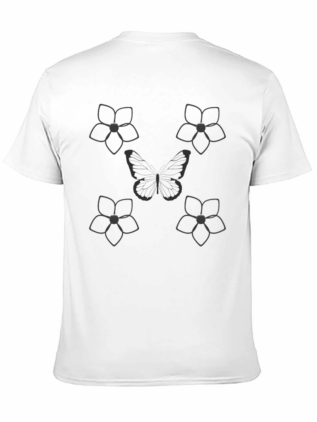 Floral Butterfly Graphic Tee - Black