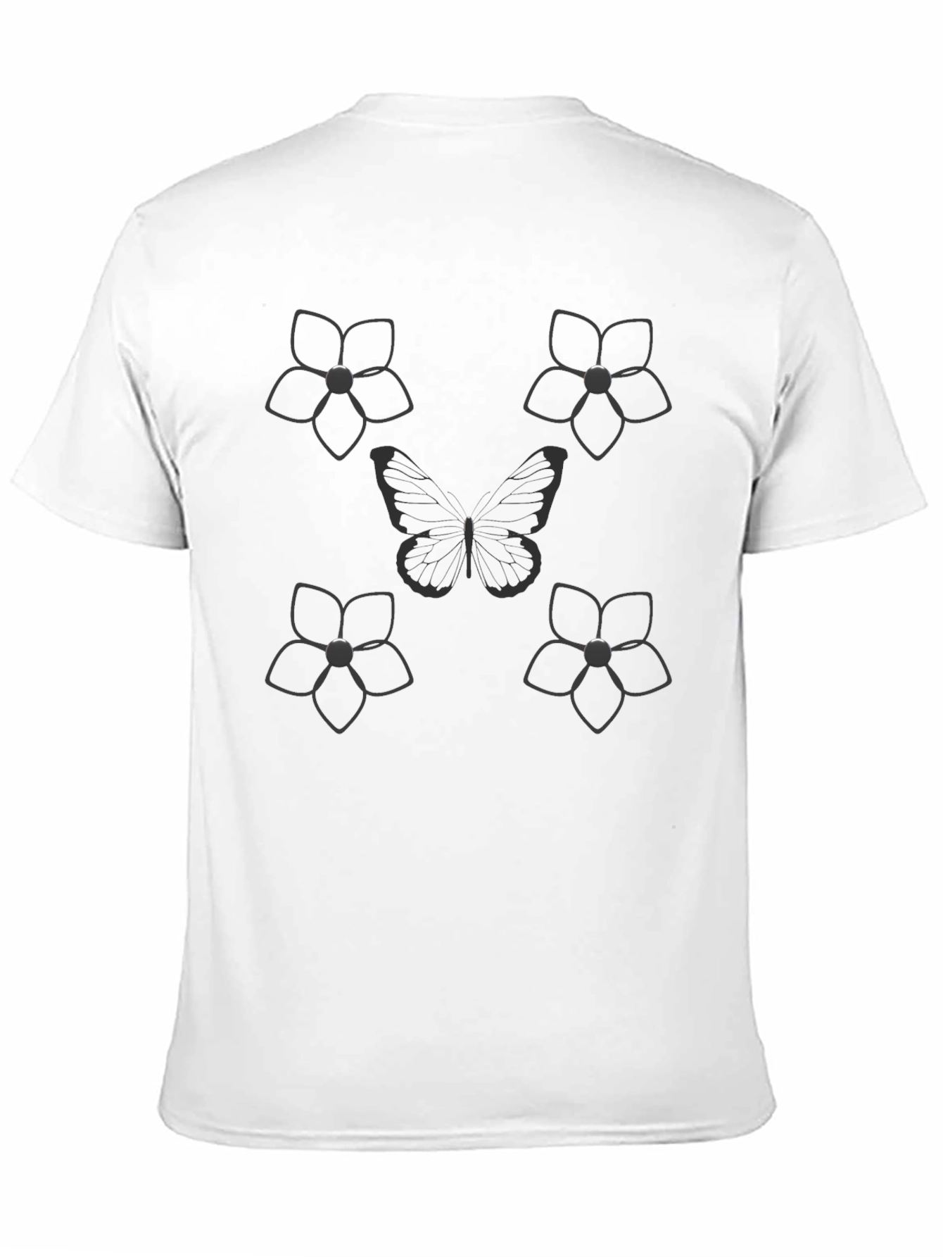 Floral Butterfly Graphic Tee - Black