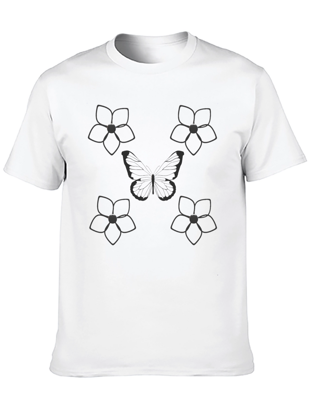 Floral Butterfly Graphic Tee - Black