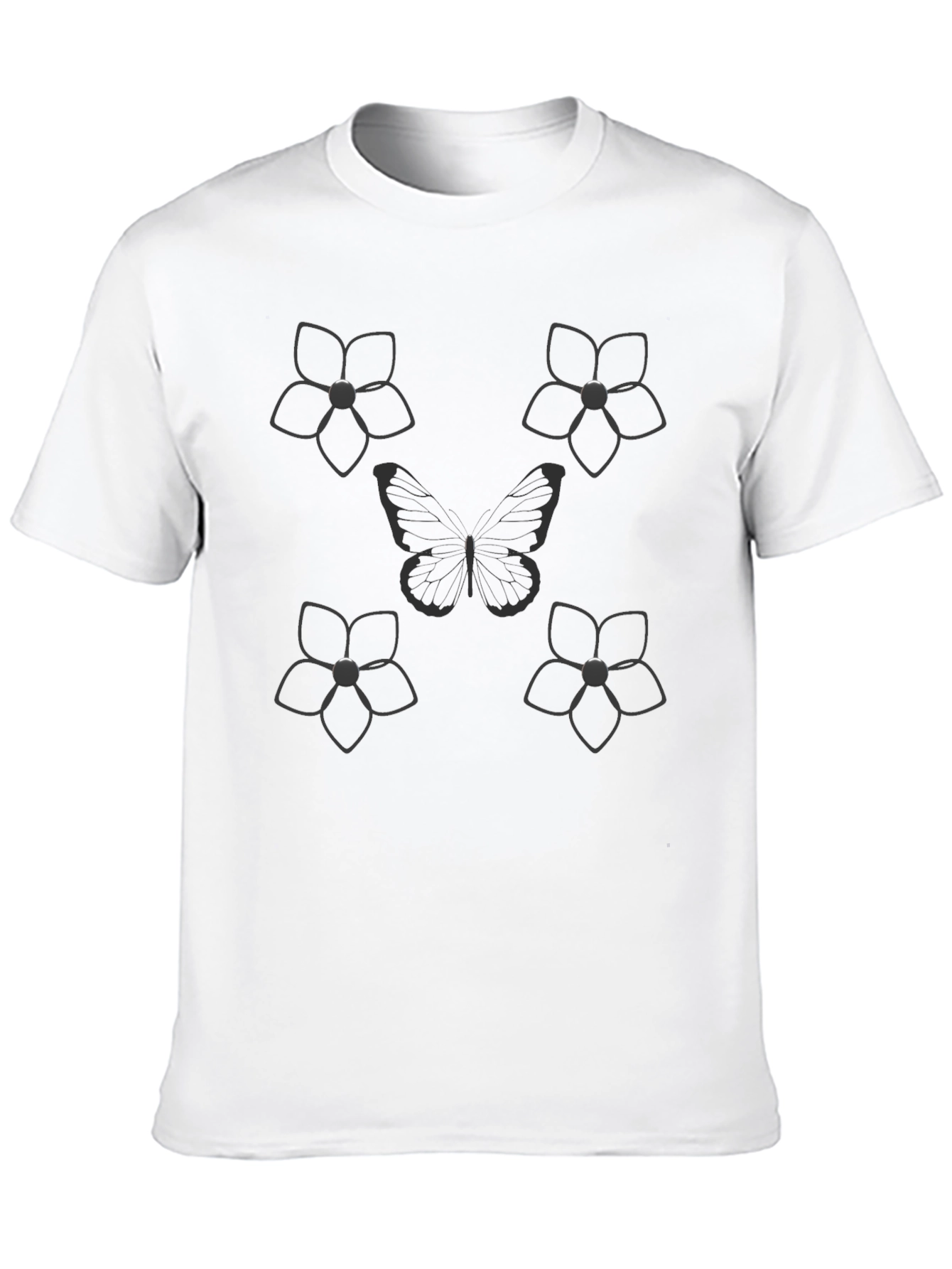 Floral Butterfly Graphic Tee - Black