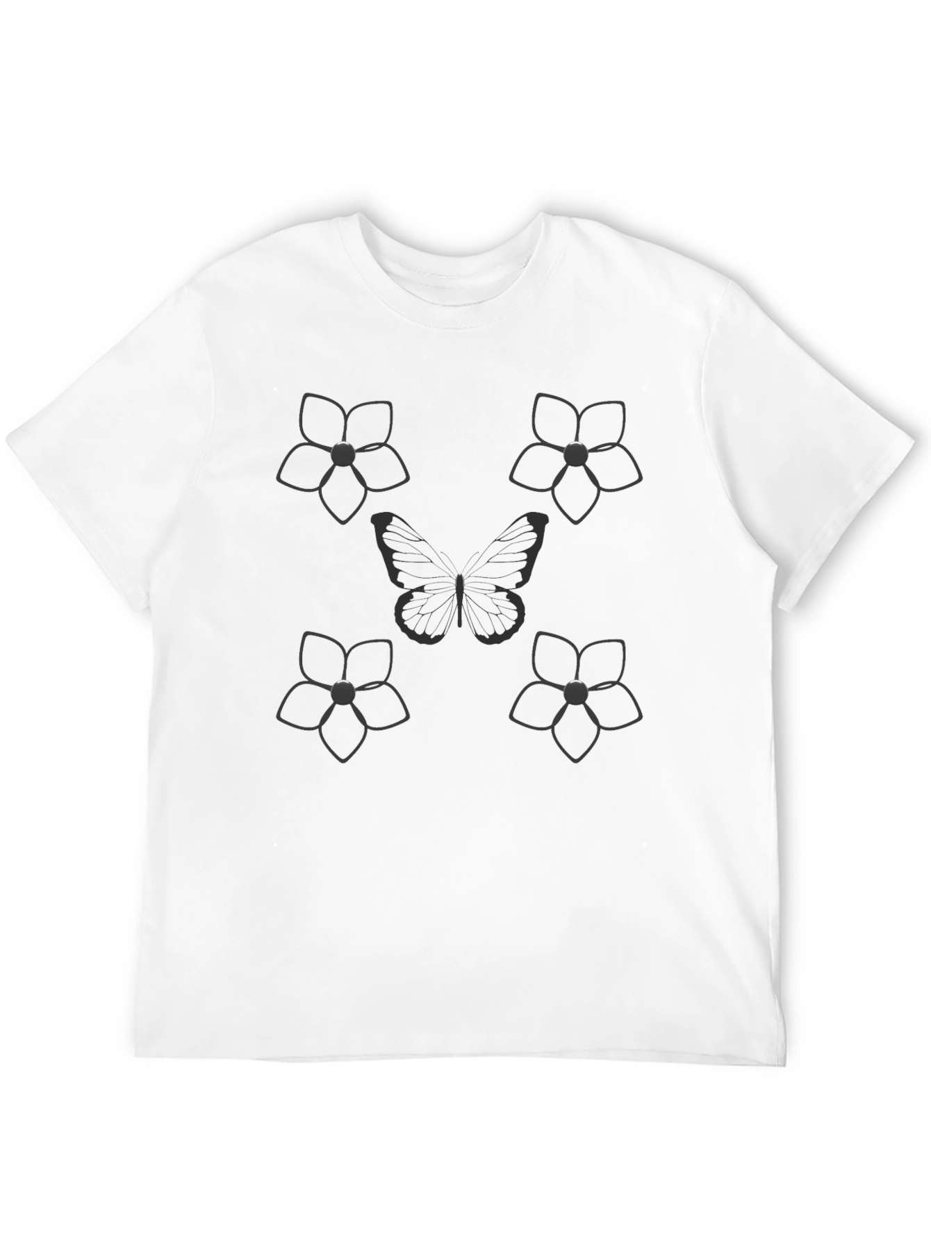 Floral Butterfly Graphic Tee - Black