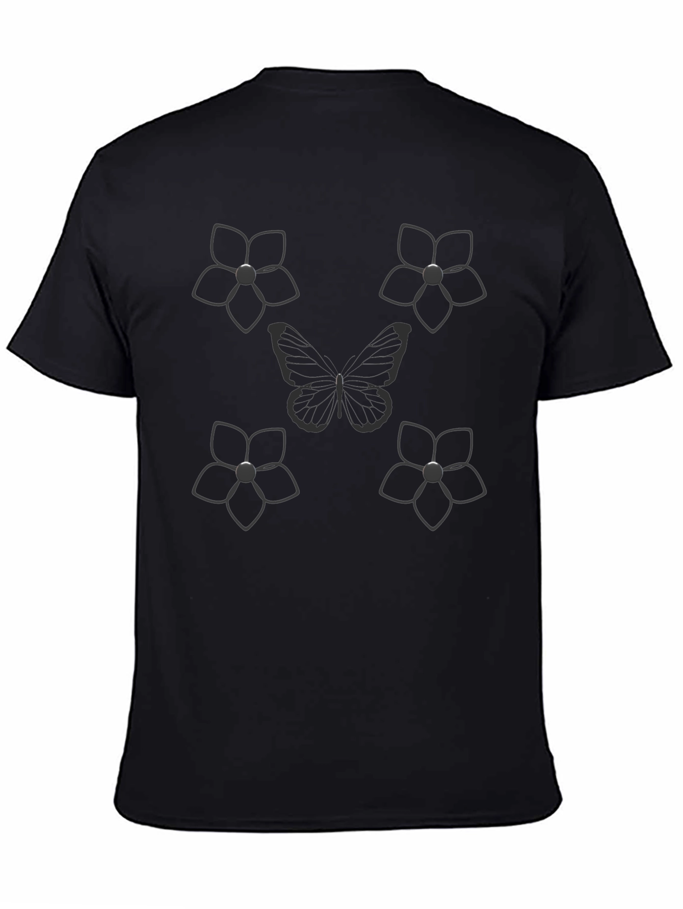 Floral Butterfly Graphic Tee - Black
