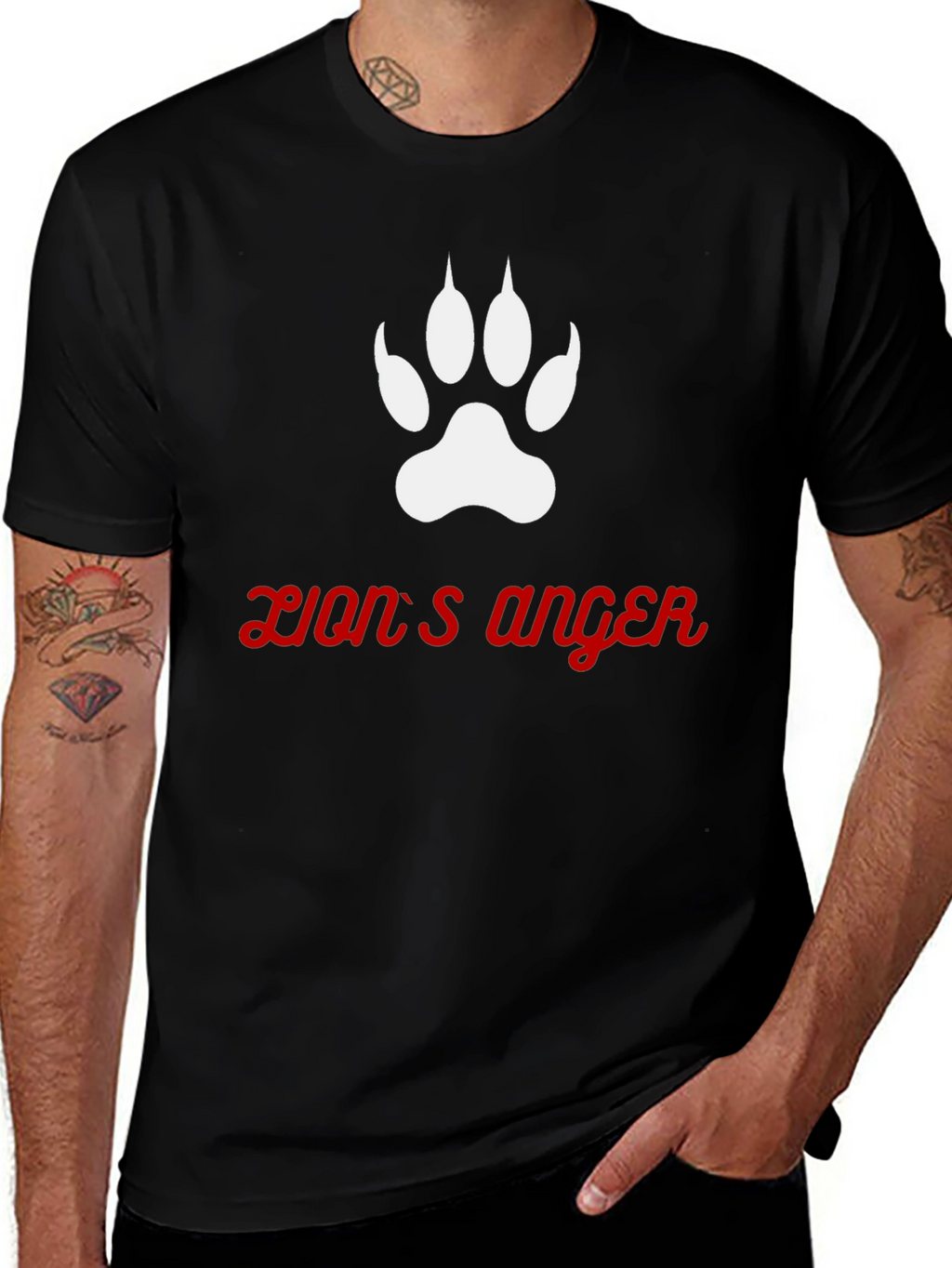 Lions Anger Graphic Tee - Black Cotton Blend