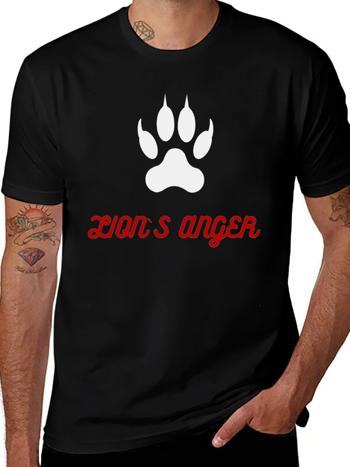 Lions Anger Graphic Tee - Black Cotton Blend