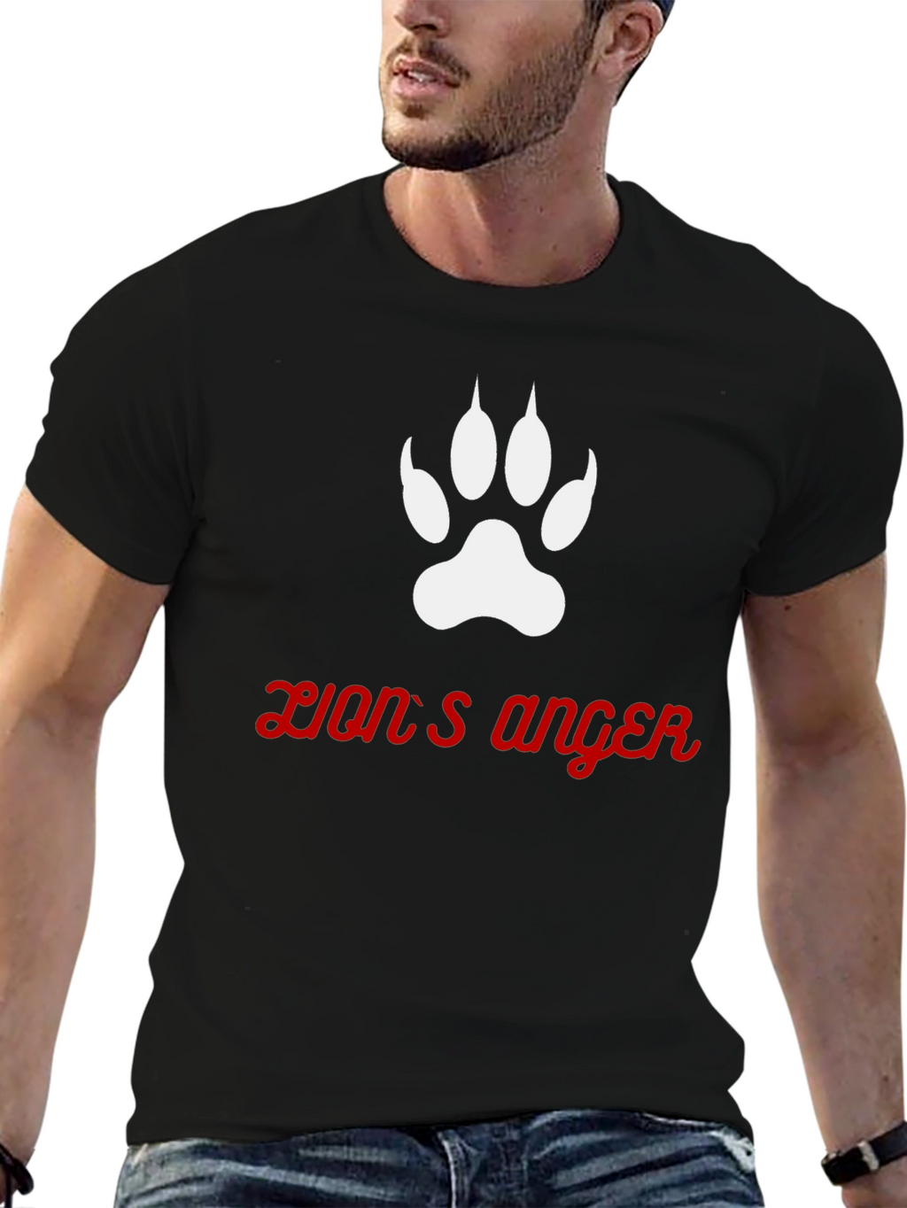 Lions Anger Graphic Tee - Black Cotton Blend