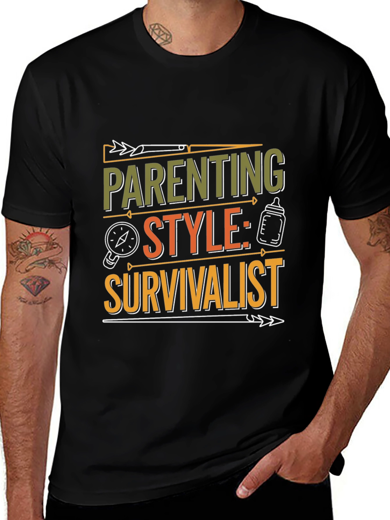 Parenting Style: Survivalist T-Shirt - Black Crew Neck Tee