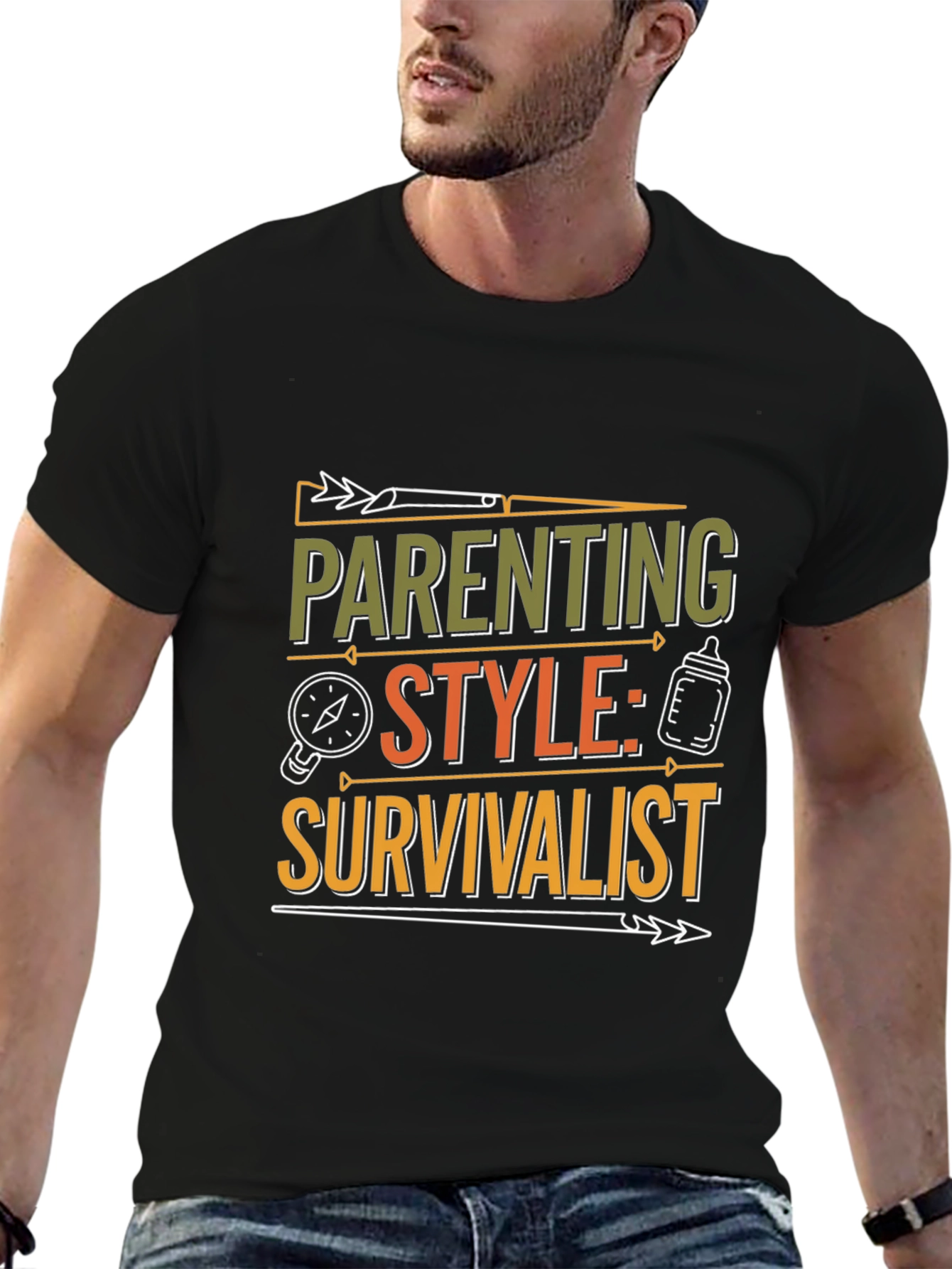 Parenting Style: Survivalist T-Shirt - Black Crew Neck Tee
